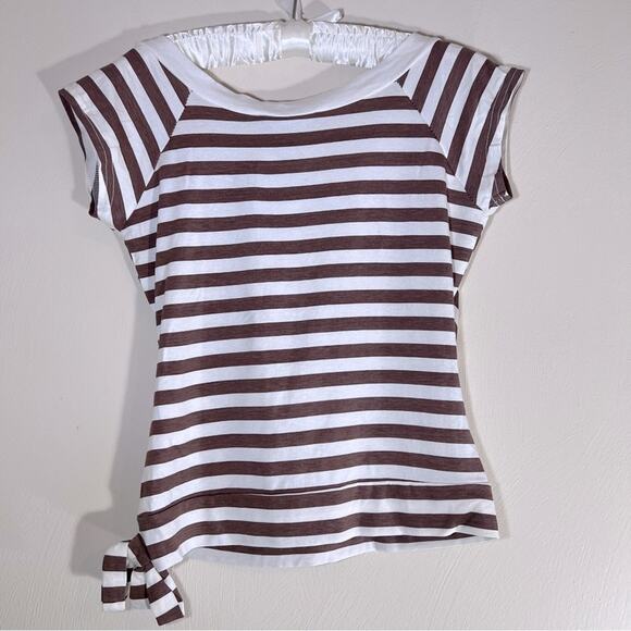 Pourquoi Pas Paris Womens Faux Wrap Surplice Top Sz Medium Brown Cream NWT - Picture 4 of 6